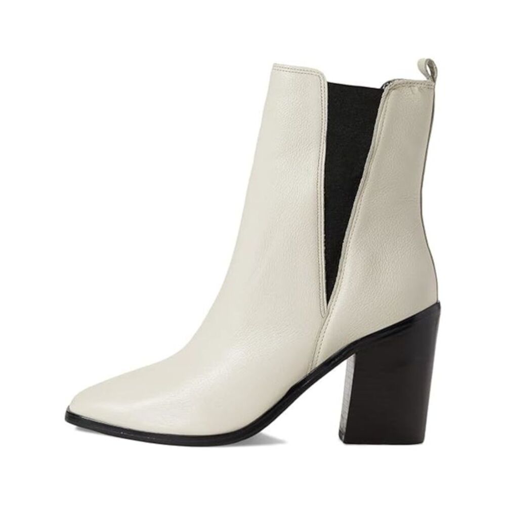 MARC FISHER LTD Womens Ivory Kristie Toe Block Heel Leather Heeled Boots 9 M